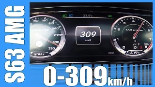 Mercedes S63 AMG TOP SPEED & ACCELERATION 309 km/h Autobahn Test Drive & Sound