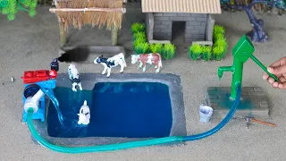 DIY how to make cow shed | house of animals | horse house - cow shed| mini hand pump | Villa Idea