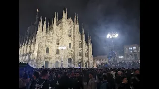 Festa Inter in piazza Duomo dopo il derby vinto e conquista della finale di Champions League!