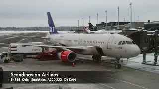 SAS Scandinavian Airlines A320 | Oslo - Stockholm | Safety | Takeoff | Inflight | Landing