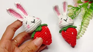 Cute Crochet Keychain Ideas || Crochet Bunny With Strawberry Keychain || Crochet Bunny Amigurumi
