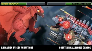 Baby Rodan vs. Baby Mechagodzilla With Healthbars