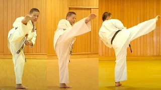 Kyokushin Karate #004 Kick training - techniques with legs / Instruction - slow movement
