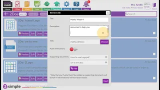 Setting 2Dos from the 2Dos area in Purple Mash