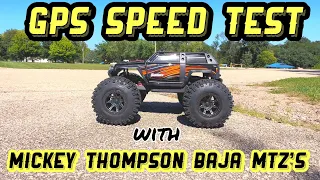 TOP SPEED TEST of my Traxxas Summit with HUGE Rc4wd Mickey Thompson Baja MTZ TIRES!