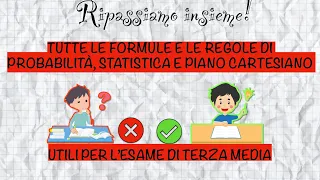 TUTTE le FORMULE di PROBABILITÀ, STATISTICA, PIANO CARTESIANO per l’esame di terza media