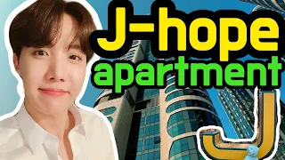 Taking a walk around the apartment where J-Hope lives. J-Hope Bench, SM headquarters.