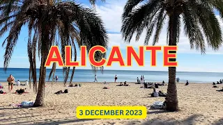 🇪🇸 Alicante Central Beach Walking Tour | 3 December 2023 | 4K walking #alicante #spain #walkingtour