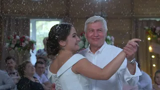 Очень нежный танец папы и дочки с использованием снега. Свадьба Калужская область. Заказ 89109128898