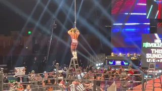 Live Footage of Powerhouse Hobbs winning the Face of the Revolution Ladder Match on AEW Dynamite