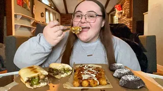 Domino's MUKBANG! NEW Cheddar Bacon Loaded Tots, Philly Cheese Steak Sandwich & Lava Crunch Cakes!