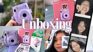 Unboxing Instax Mini 11 purple💜 + accessories + set-up + sample shots| 2023 | From Shopee