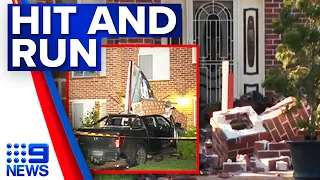 Terrifying moment car ploughs into Sydney home | 9 News Australia