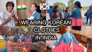 🇰🇷KOREAN HANBOK CHALLENGE IN INDIA🇮🇳 with @souravjoshivlogs7028 meeting my subscribers ♥️