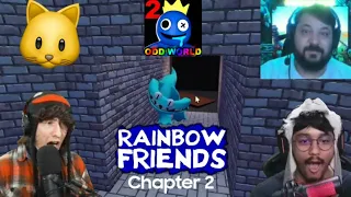 YouTubers reacts to Rainbow Friends Chapter 2 Ending (Crystal Caverns + Cyan Chase)