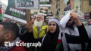 Thousands of Palestinian supporters march in protest against Israel in London