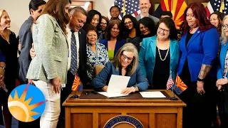 Arizona abortion ban repeal signed by Gov. Katie Hobbs, but 1864 law will linger for months.