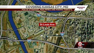 KCPD in armed standoff with man in wooded area along St. Louis Ave. in the West Bottoms