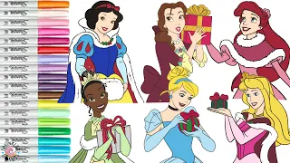 Disney Princess Coloring Book Compilation Tiana Ariel Aurora Belle Cinderella Snow White