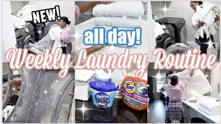 *NEW* LAUNDRY ROUTINE! | ALL DAY CLEAN WITH ME | LAUNDRY TIPS AND HACKS