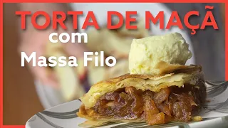 COMO FAZER UMA TORTA DE MAÇÃ CROCANTE | RECEITA COM MASSA FILO CASEIRA E SORVETE DE CREME