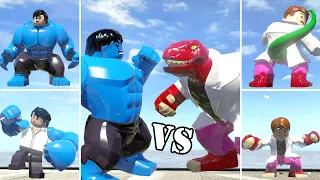 Transformation Clash: Blue Hulk vs. Lizard - Epic Battle in LEGO Marvel Superheroes!