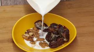 Add milk into dates and nuts, you will be amazed with the result‼️