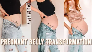 WEEK BY WEEK PREGNANT BELLY TRANSFORMATION | 4TH PREGNANCY  BELLY GROWTH | 4-38 WEEKS