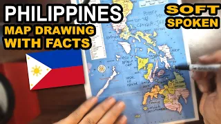 ASMR - Drawing PHILLIPINES map outline over all regions with best facts explained | soft spoken