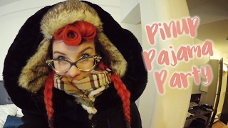 PinUp Pajama Party // Easy Retro Pigtails with Winter Hat