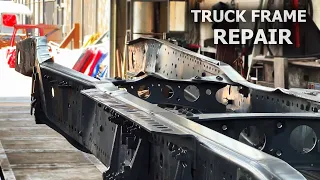 HOW TO STRAIGHTEN METAL. MERCEDES ACTROS FRAME REPAIR AFTER AN ACCIDENT