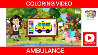 Ambulance Drawing, painting and coloring for kids & Toddlers | Drawing Basics & Kids songs #005