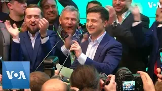 TV Actor Zelenskiy Celebrates Win in Ukrainian Presidential Race