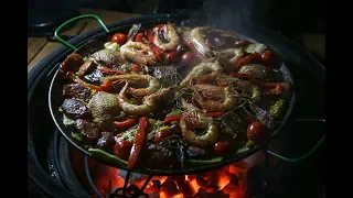 Cooking Paella on the Kamado Joe.