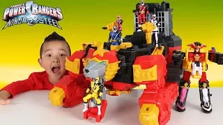 Calvin Playing With  Ninja Steel Lion Fire Fortress Zord CKN