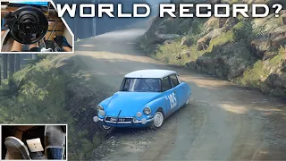[World Record Attempt with The SLOWEST CAR Onboard] DS21 | T300RS TH8A Pedal Cam | DiRT Rally 2.0