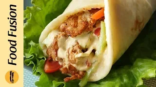 Grilled chicken shawarma with Lebanese style pita bread Recipe By Food Fusion