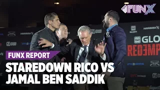 RICO VERHOEVEN BESCHULDIGT JAMAL BEN SADDIK VAN SPUGEN TIJDENS STAREDOWN