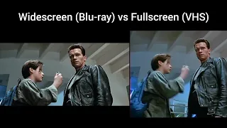 Terminator 2 Judgement day widescreen vs fullscreen aspect ratio comparison Blu-ray vs VHS 8