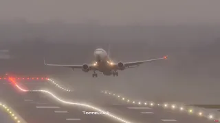 مشهد مخيف.. طائرات تترنح في الهواء بسبب العاصفة سيارا