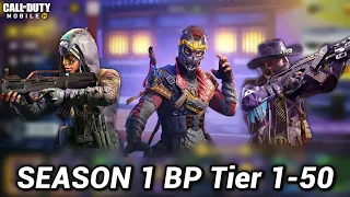 Season 1 Tier 1 to 50 Battle pass Rewards Codm 2023 |Codm S1 All Battle pass Characters+Weapons 2023