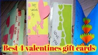 how to make valentines day gift card || Best 4 Valentines card || paper arts and crafts