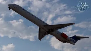 SAS - McDonnell Douglas MD-82  LN-RML - Steep Takeoff from SPU/LDSP Split airport