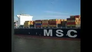 MSC Roma Cargo Ship Departing from Savannah Georgia 2-25-2012