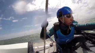 Nacra 17 sailing in big waves