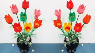 Great Flower Pot Idea | Recycled Plastic Bottle Making Beautiful Tulips Flower Pot For Small Spaces