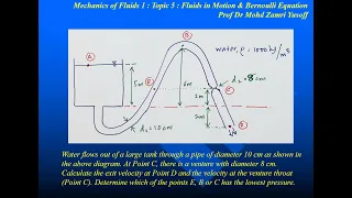 Mechanics of Fluids - Topic 5 - Example 2 - Bernoulli Equation 2