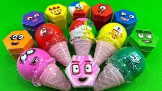 Digging up Numberblocks with CLAY in Ice Cream Cone, Hexagon Shapes Coloring! Satisfying ASMR Videos