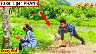 Fake Tiger PRANK on Cute Girl | So Funny Prank Videos | Try To not Lough | ComicaL TV