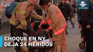 Chocan trenes del metro de Nueva York